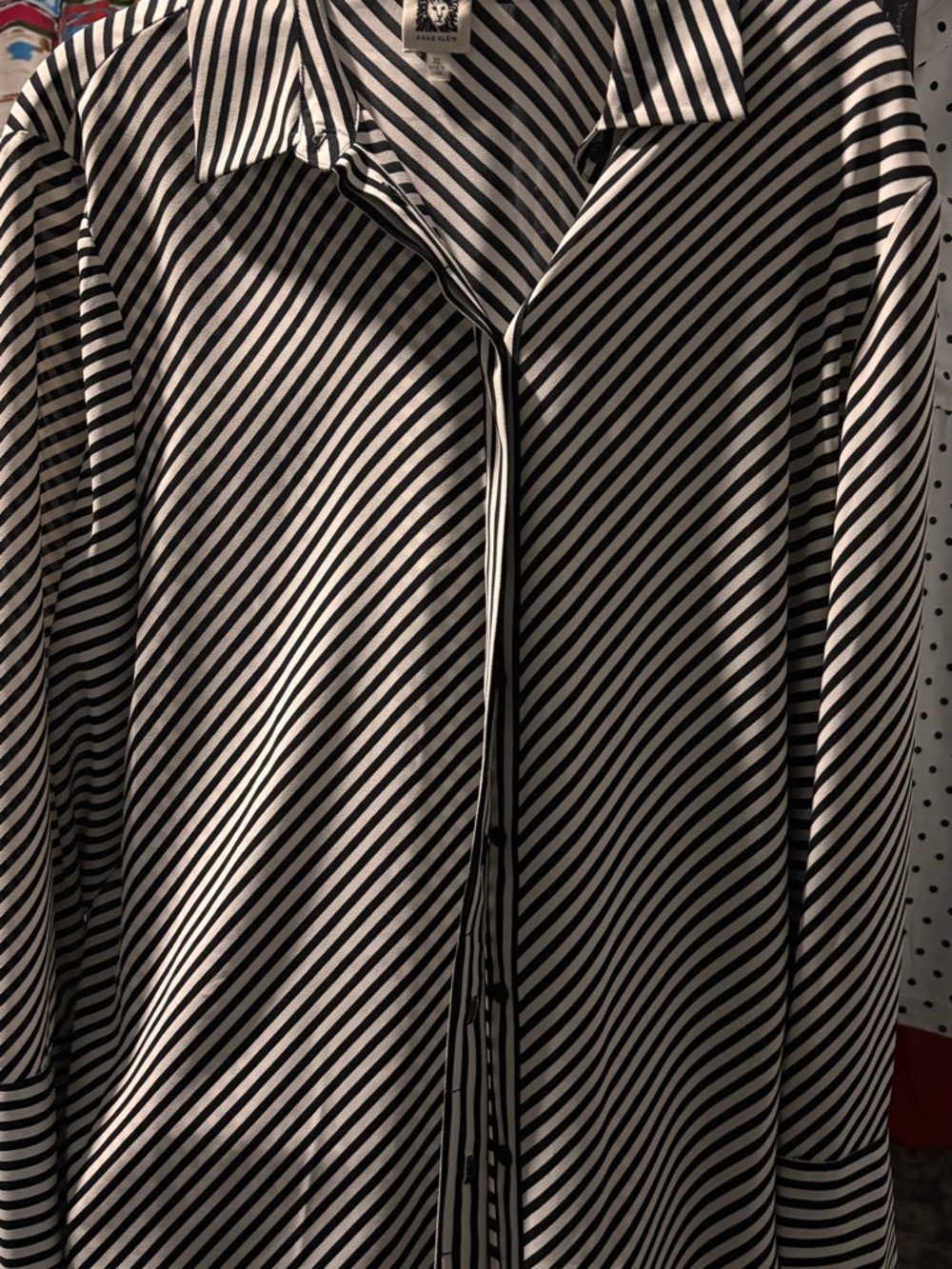 Anne Klein Black White Diagonal Stripe Dress Blouse Never Worn Open to Offers